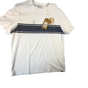 Faherty Sunwashed Tee Mens XL White Blue Stripe NWT MKS2364-WSS Pocket T-Shirt